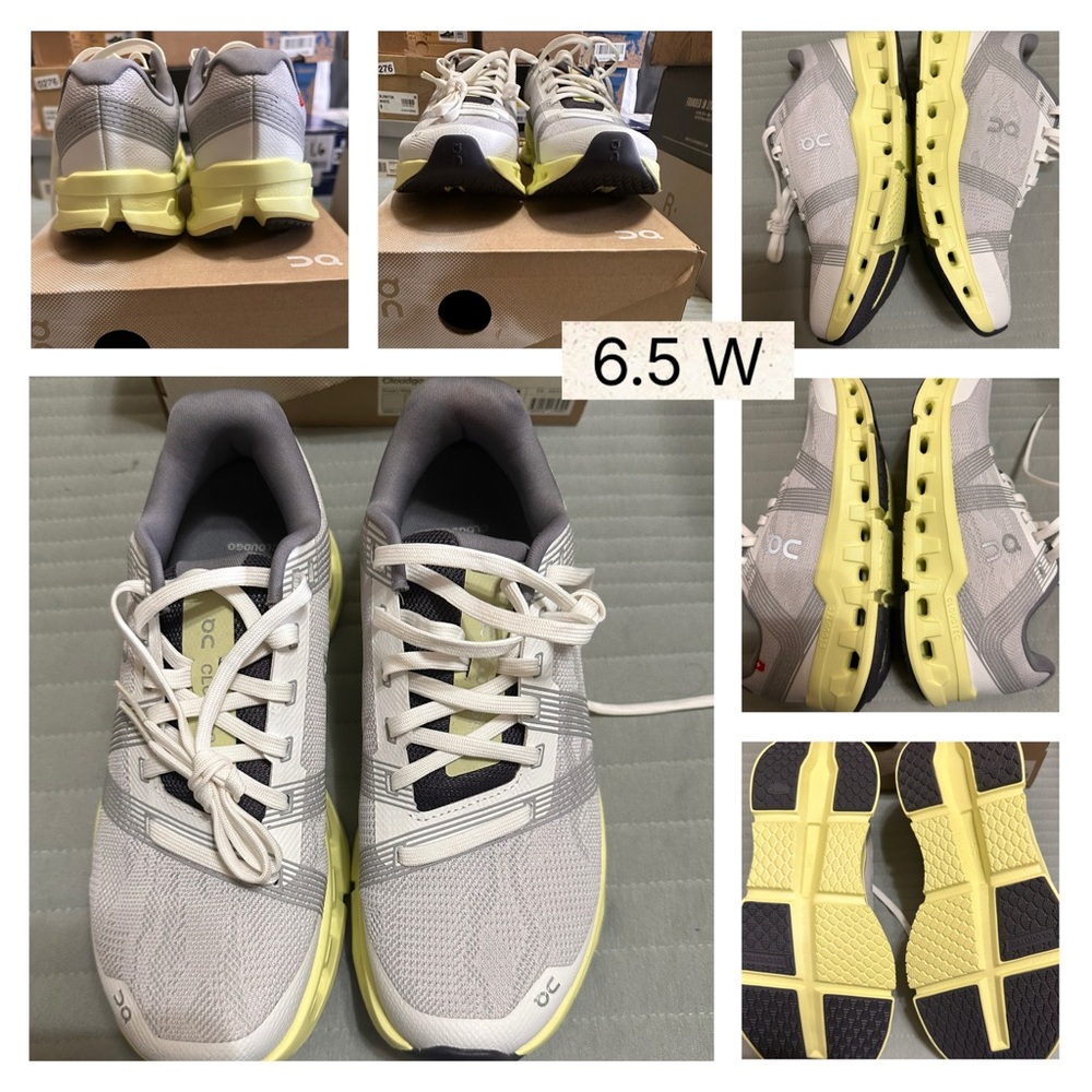 On Running Athletic Shoes Gray and Yellow